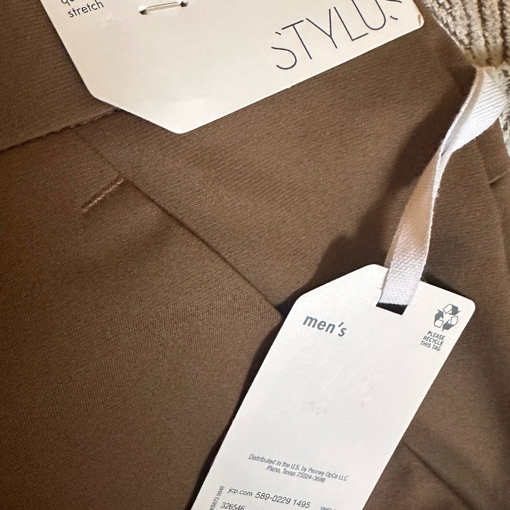 STYLUS Brown Chinos Tailored Pleated Design